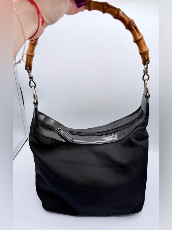 Gucci Handbags - Gucci vintage nylon bamboo top handle shoulderbag